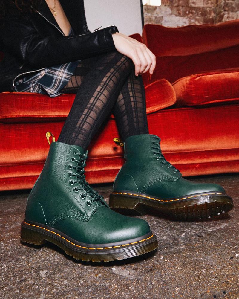 Women's Dr Martens 1460 Pascal Virginia Leather Ankle Boots Green | AU 17CTV